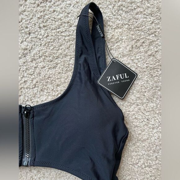 NWT Zaful One Piece Zipper High Cut Bathing Suit - Picture 3 of 7
